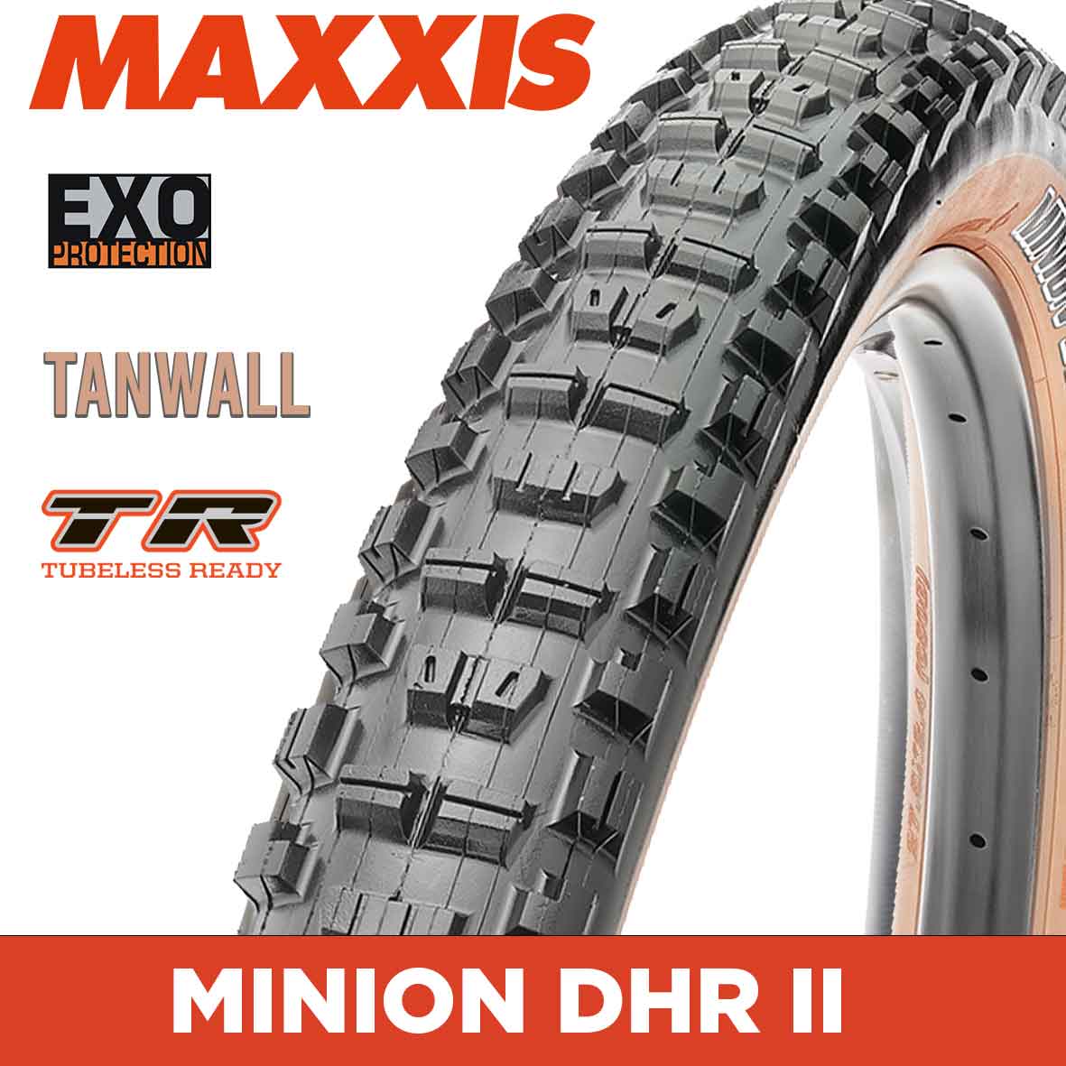 MAXXIS Mountain – MINION DHR II – EXO / TR / Tanwall – Foldable 60 TPI E25