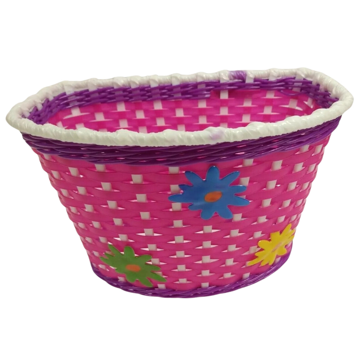 RASCAL Kids Large Front Basket 270x200x170mm - Pink with flowers