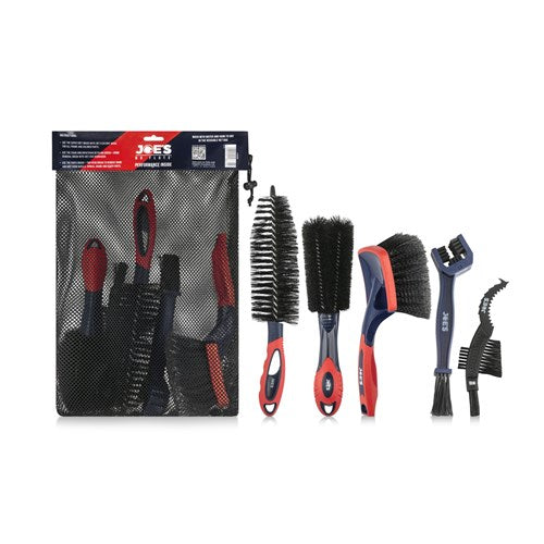 Joe's No Flats Premium Bike Cleaning Brush Kit – 5 Pieces with Storage Bag