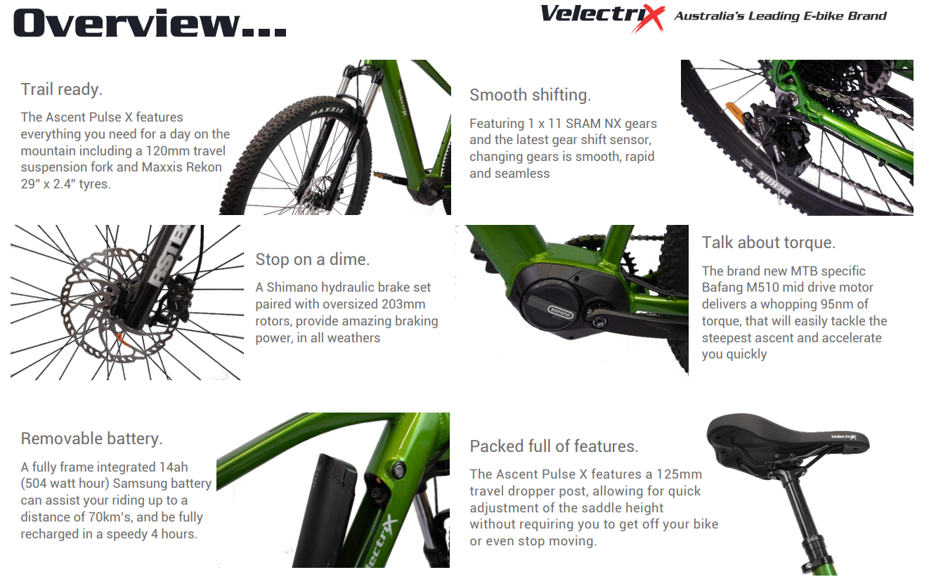 The 23 Ascent Pulse X 29 Green E-bike from VeletriX is an amasing electric bike for adventure and commute. making it a great present for adults and teens