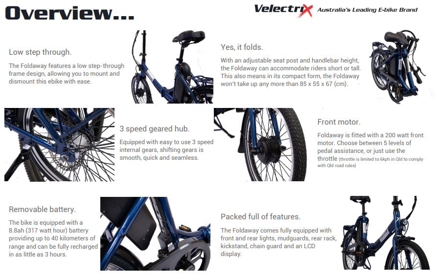 VeletriX 2023 foldaway blue electric bike