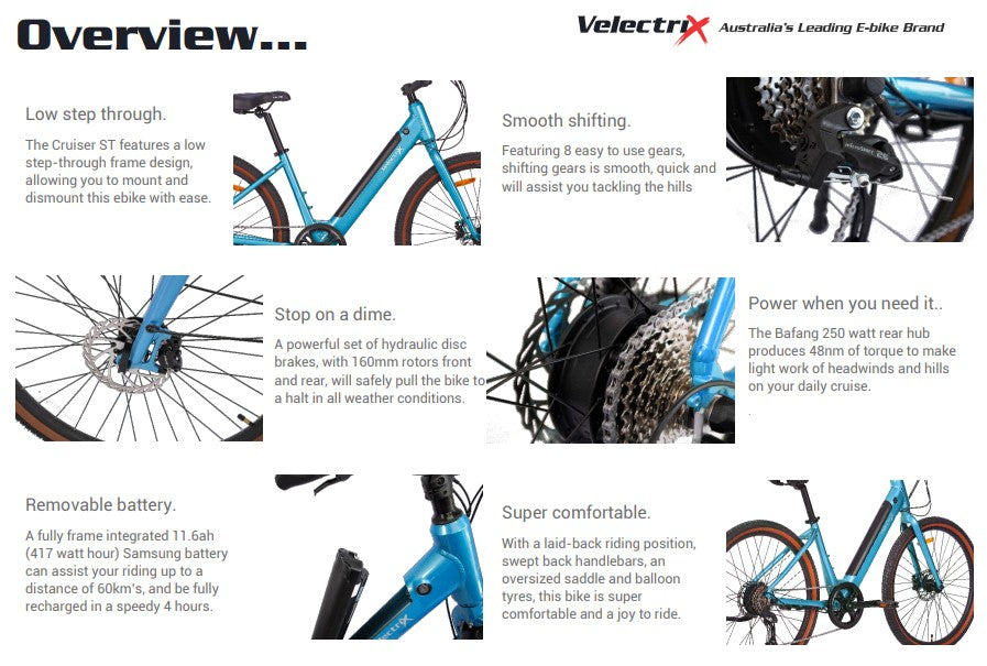 VelectriX Cruiser Step Through E-Bike – Classic Comfort & Timeless Style