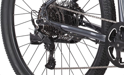 Shimano Cues 9-speed gearing, you’ll enjoy smooth, reliable shifts on this electric mountain bike, no matter how rugged the terrain gets. (Shift sensor included.)
