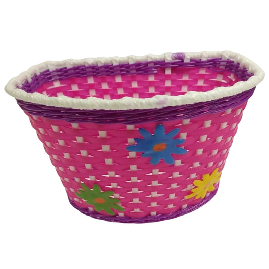 RASCAL Kids Large Front Basket 270x200x170mm - Pink with flowers