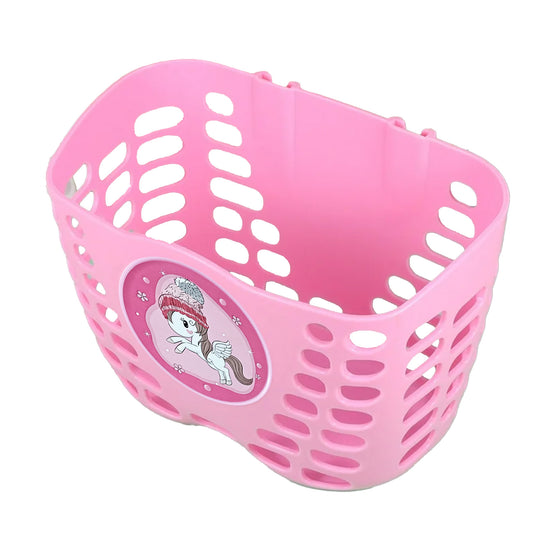 Rascal Kid Scooter and Bicycle Basket 2- Bar Mounted Plastic Straps - 220x140x150mm - Pink