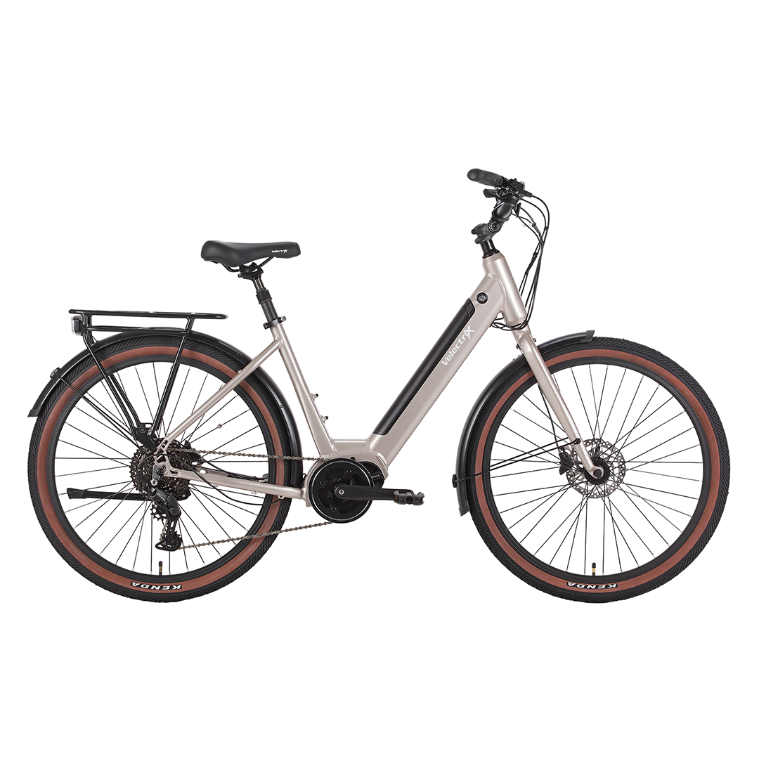 VelectriX Cruiser X ST champagne step-through electric cruiser bike