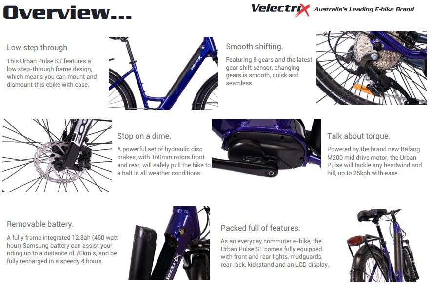 VeletriX 2023 Urban Pulse ST Blue electric bike Specifications