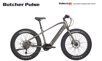 Butcher Pulse E-Bike from VeletriX, this phat bike is designed with juggernaught wheels which can be used to ride at the beach.