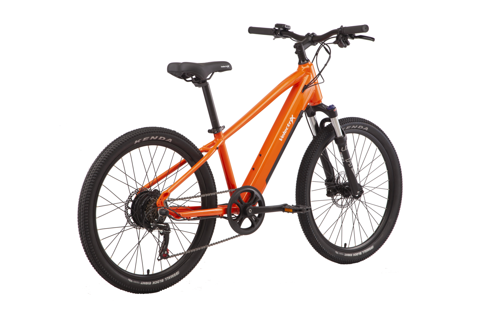 This 23 Hurricane 24 Orange Electric Bike from VeletriX is the best present any kid could wish for ride to and from school with ease and go adventuring off road with this amazing E-bike designed for young adults and kids.