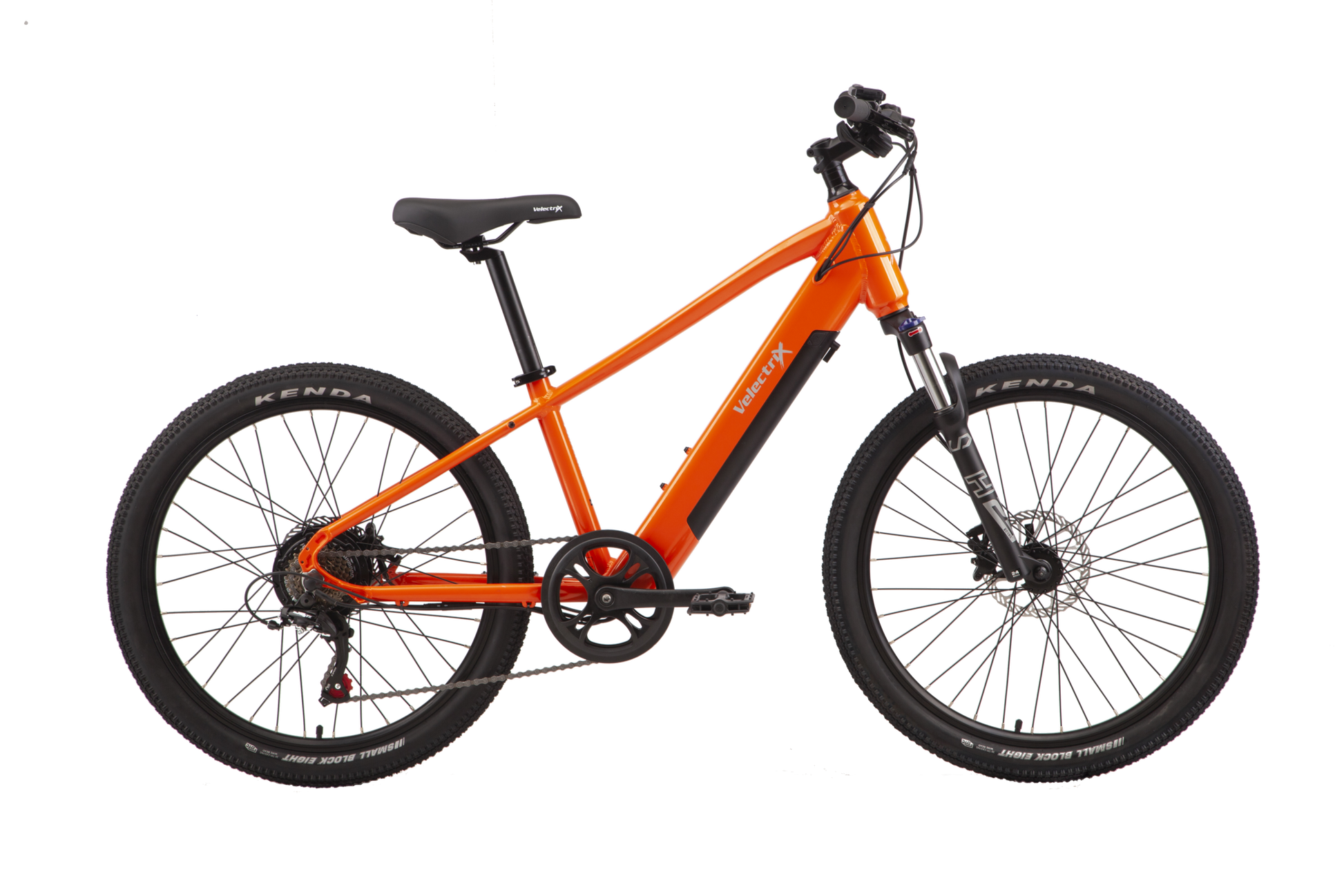 This 23 Hurricane 24 Orange Electric Bike from VeletriX is the best present any kid could wish for ride to and from school with ease and go adventuring off road with this amazing E-bike designed for young adults and kids.