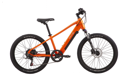 This 23 Hurricane 24 Orange Electric Bike from VeletriX is the best present any kid could wish for ride to and from school with ease and go adventuring off road with this amazing E-bike designed for young adults and kids.