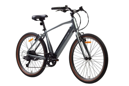This 22 Cruiser Mens Silver E-bike from VeletriX is a great addition for anyone who wants an alternative method for traveling around town, ride with style on this electric bike.