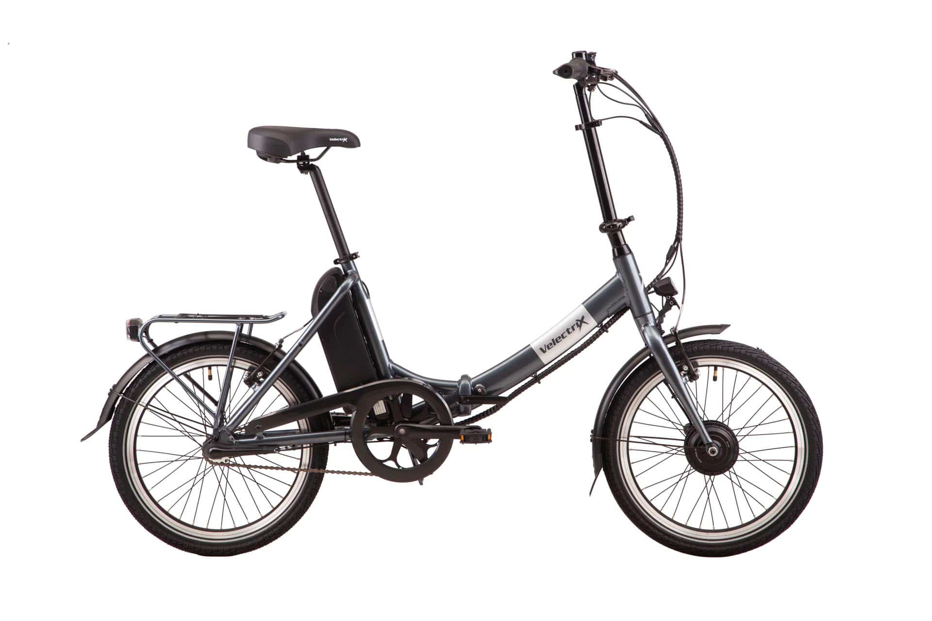 want an electric bike but don't have storage? look no further than the 22 Fold Away Grey E-Bike from VeletriX