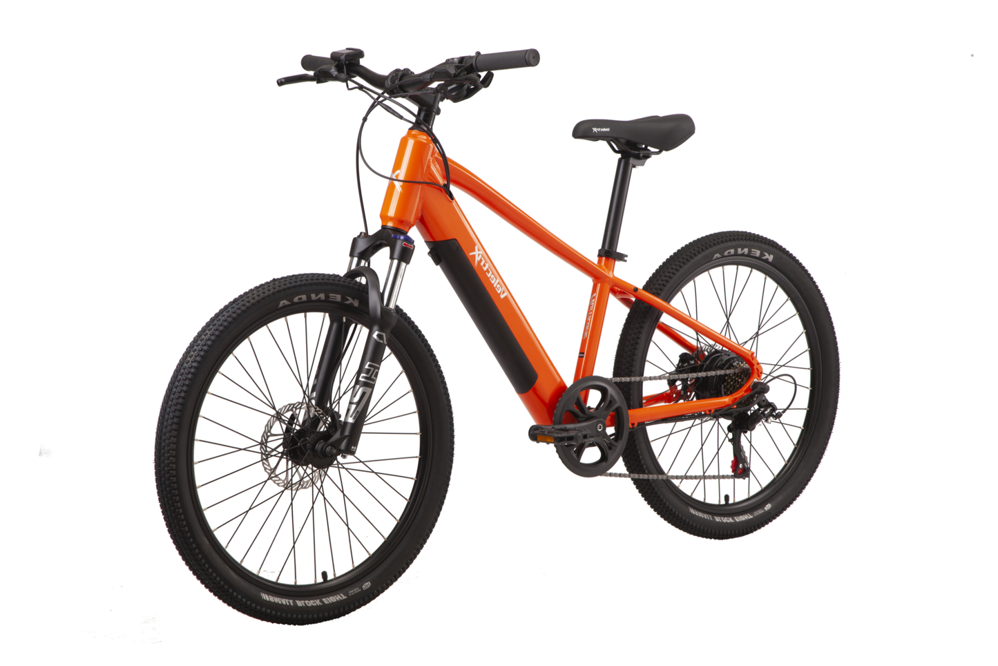 This 23 Hurricane 24 Orange Electric Bike from VeletriX is the best present any kid could wish for ride to and from school with ease and go adventuring off road with this amazing E-bike designed for young adults and kids. 